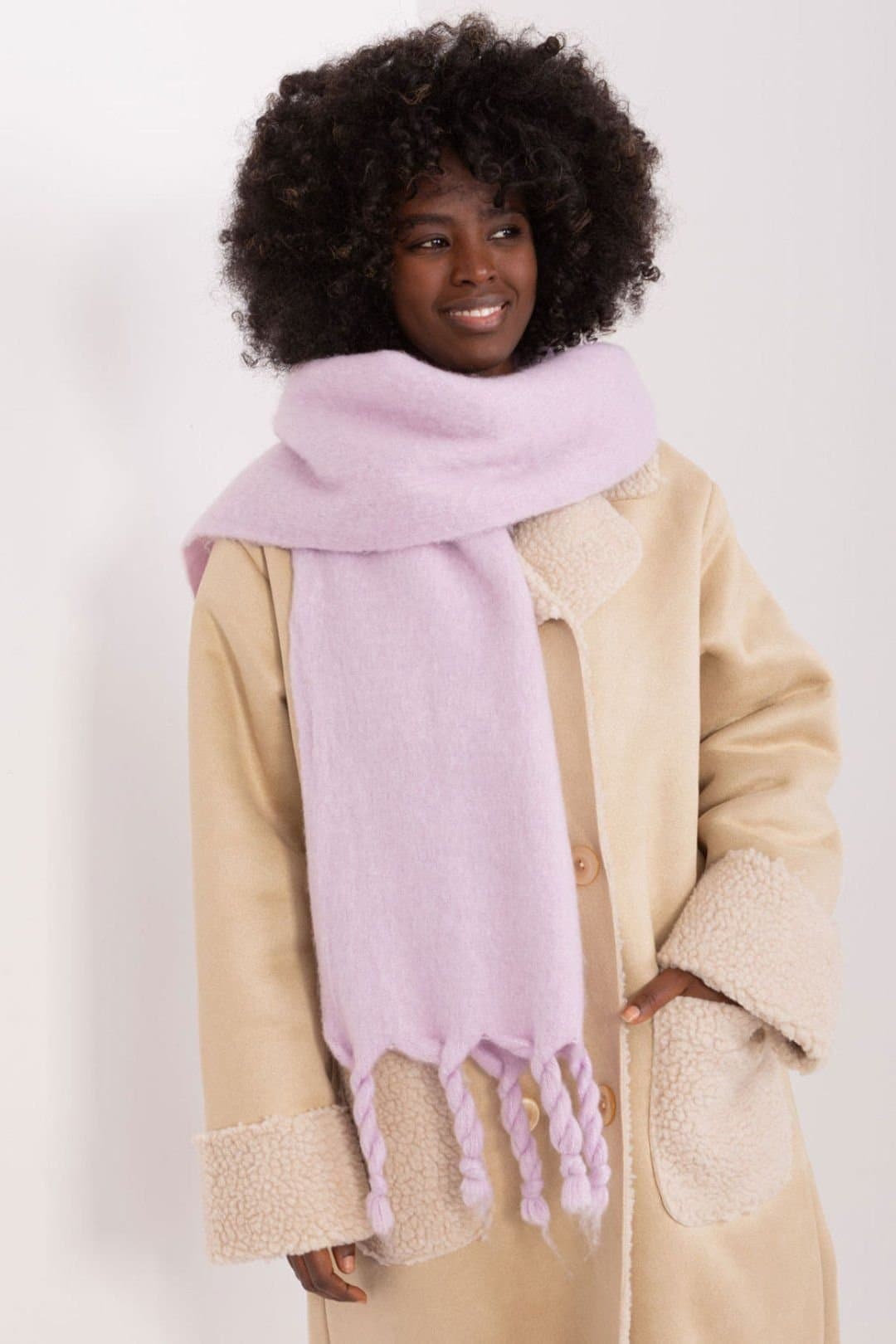 Love Lace Love Lace Women's Smooth Polyester Tassel Scarf for Fall Winter Wear Wrap in Violet
