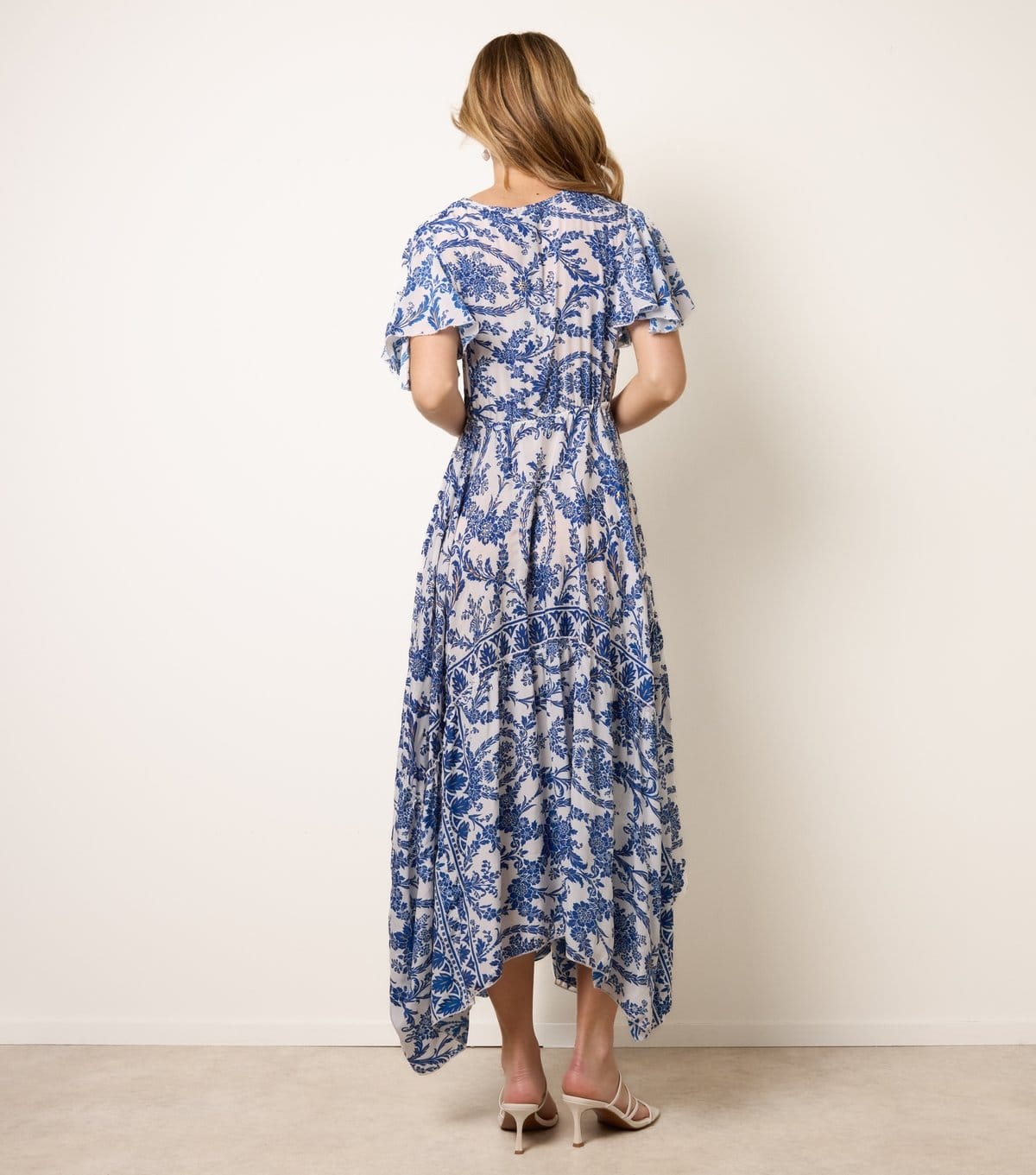 Blue Vanilla Women's Navy Floral Print Asymmetric Hem Wrap Dress Blue Vanilla New Look - 4