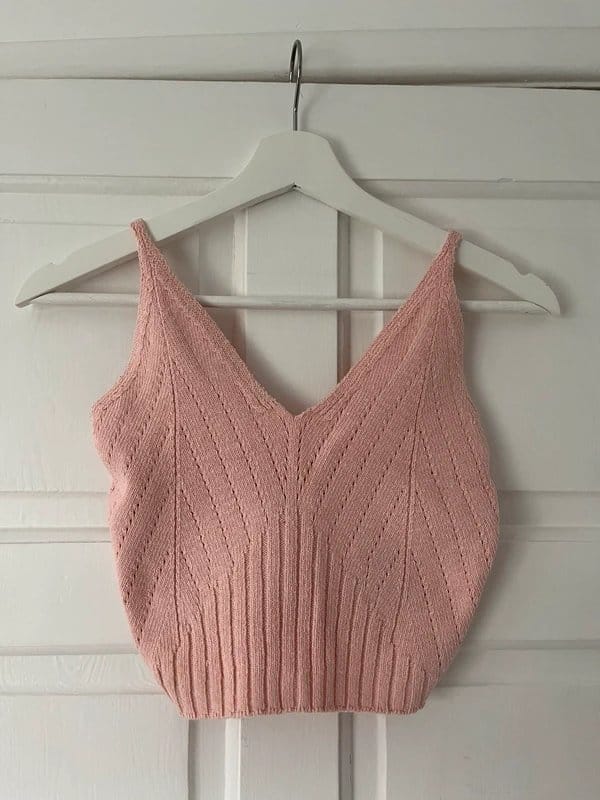 Topshop Pink Crochet V-Neck Top