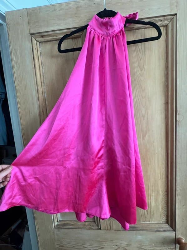 ASOS Bright pink ASOS design high neck halter playsuit