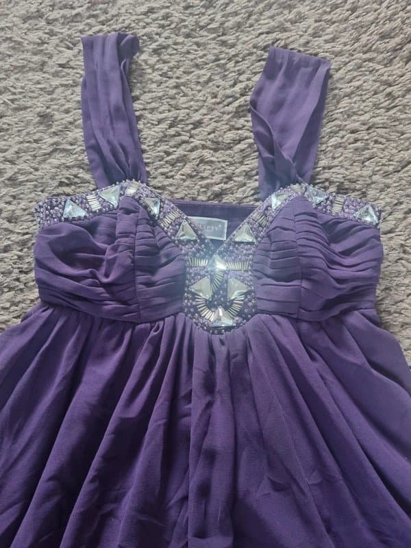 Lipsy Lipsy purple knee-high dress with diamond detailing size S