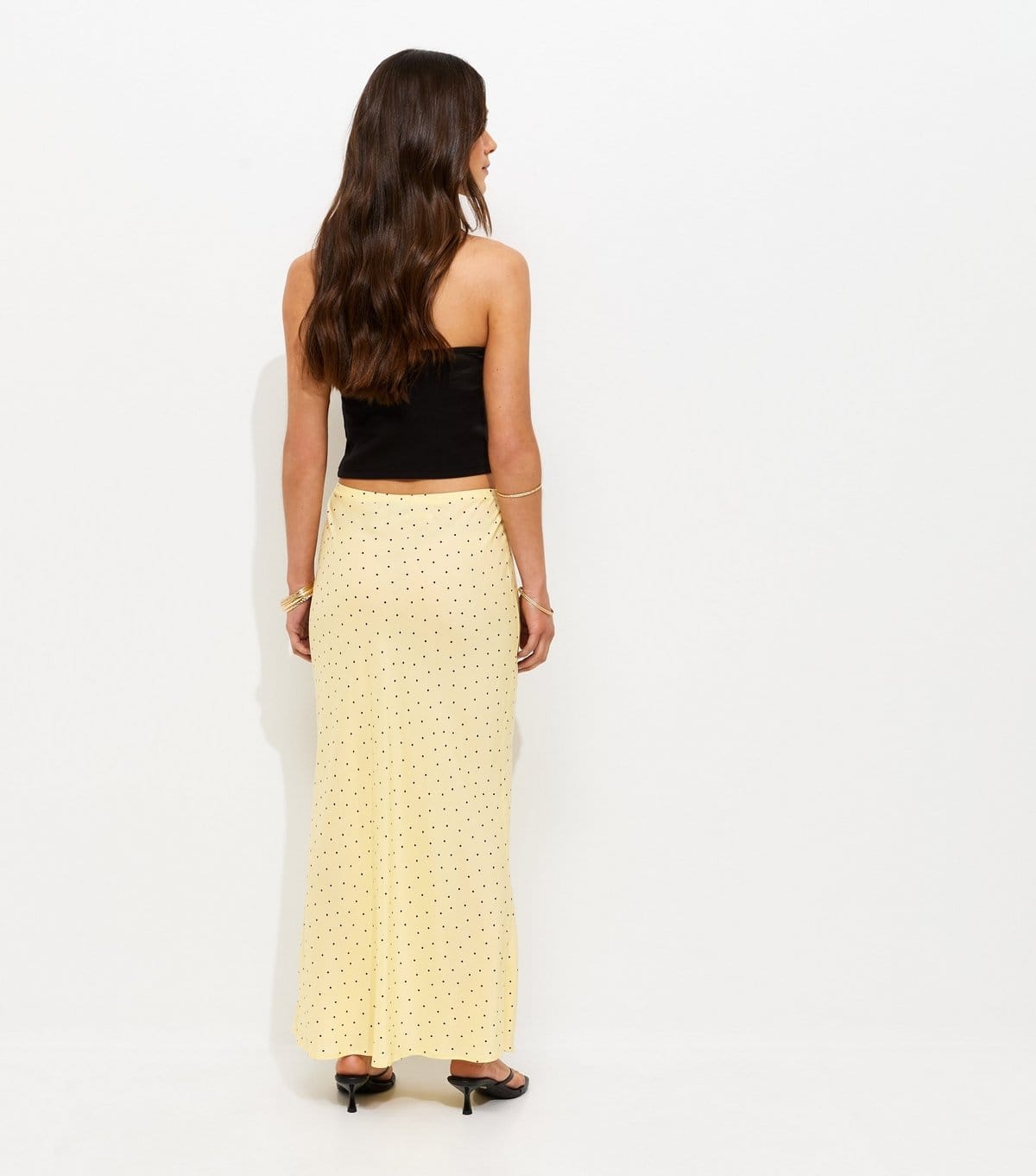 New Look Women's Petite Yellow Polka Dot Bias Cut Midi Skirt New Look - 4