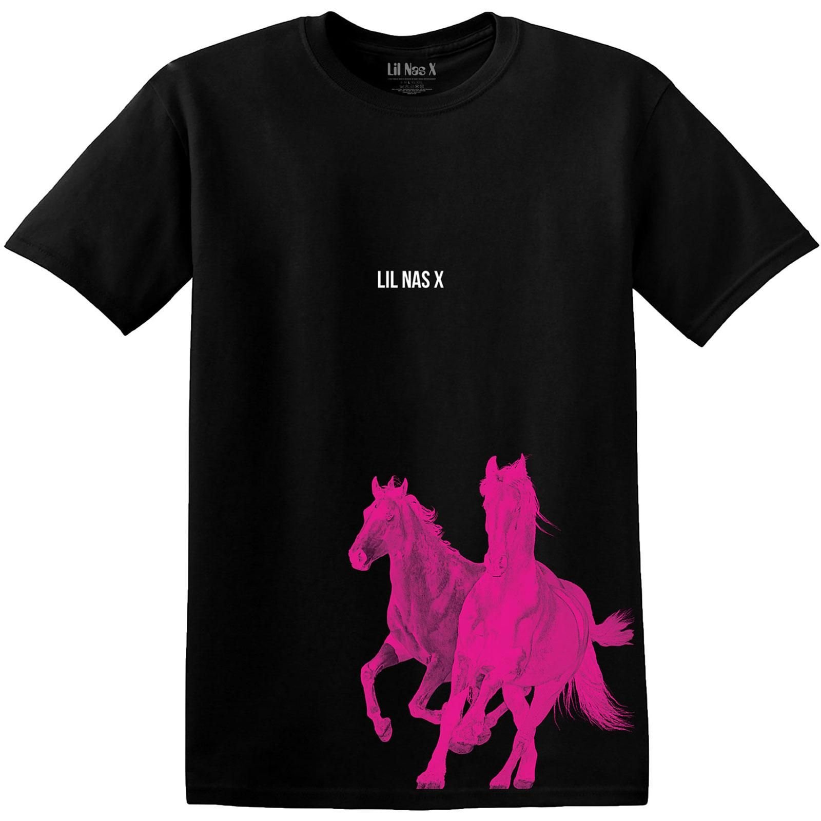 X Lil Nas X Lil Nas Men's Horse Cotton T-Shirt in Black - 4