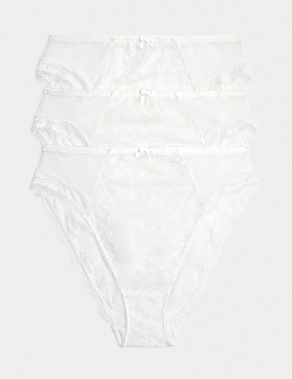 Marks & Spencer M&S 3pk Jasmine Lace High Waisted High Leg Knickers White