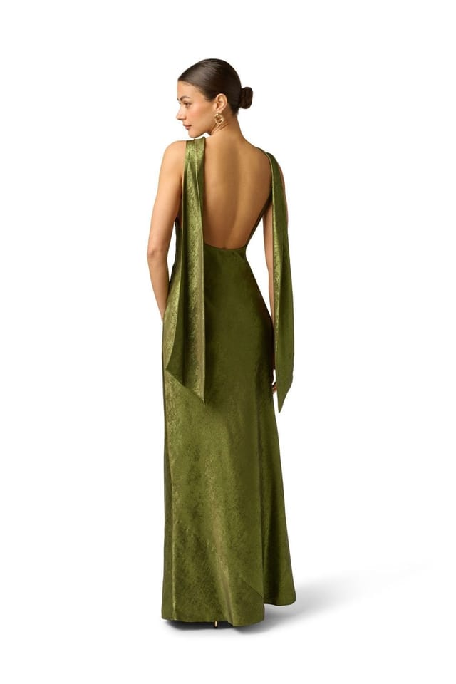 Adrianna by Adrianna Papell Adrianna by Adrianna Papell Women's Foiled Chiffon Long Dress in Dark Green - 3