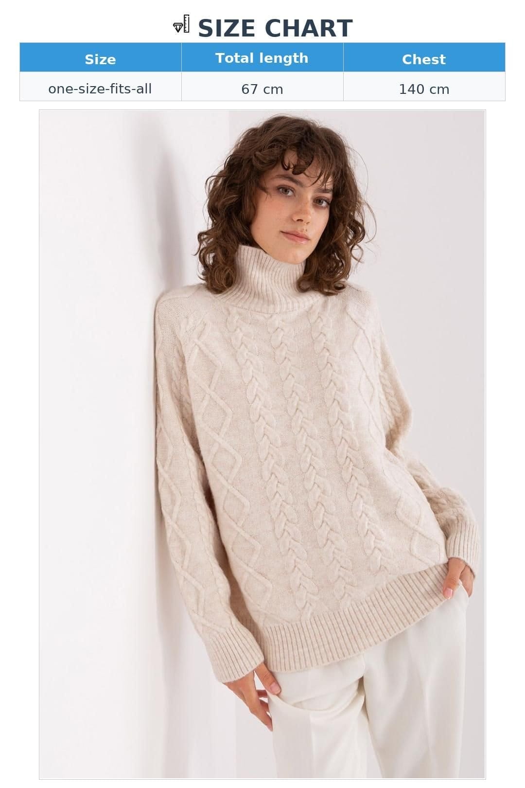 Love Lace Love Lace Women's Acrylic Plaid Turtleneck Sweater Long Sleeve in Beige - 4