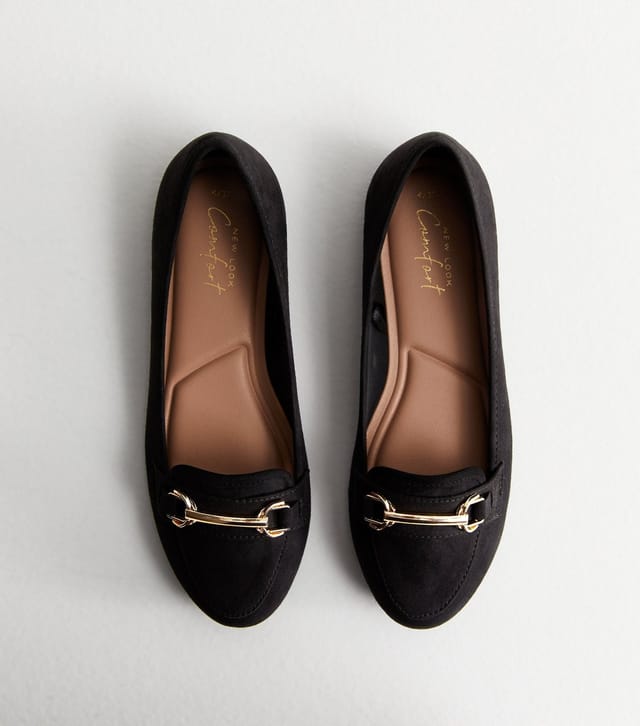 New Look Women's Black Suedette Snaffle Trim Loafers New Look - 2