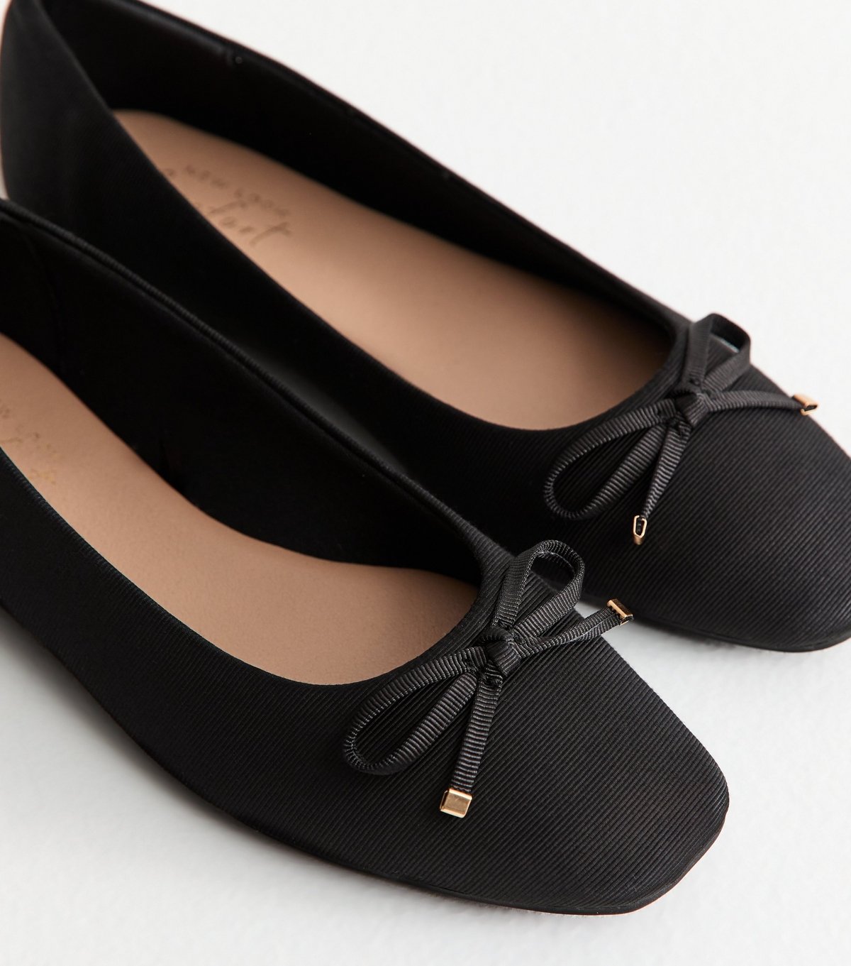 New Look Women's Black Grosgrain Bow Embellished Ballerina Flats New Look - 3