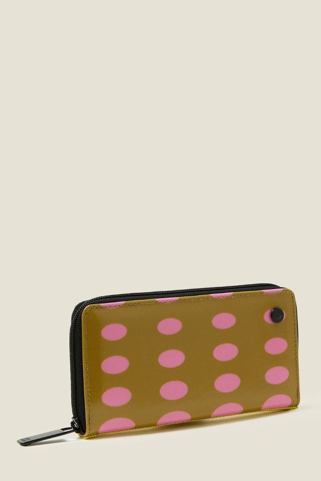 Orla Kiely Orla Kiely Women's Forget Me Not Wallet - Optical Oval Ochre in Green - 2