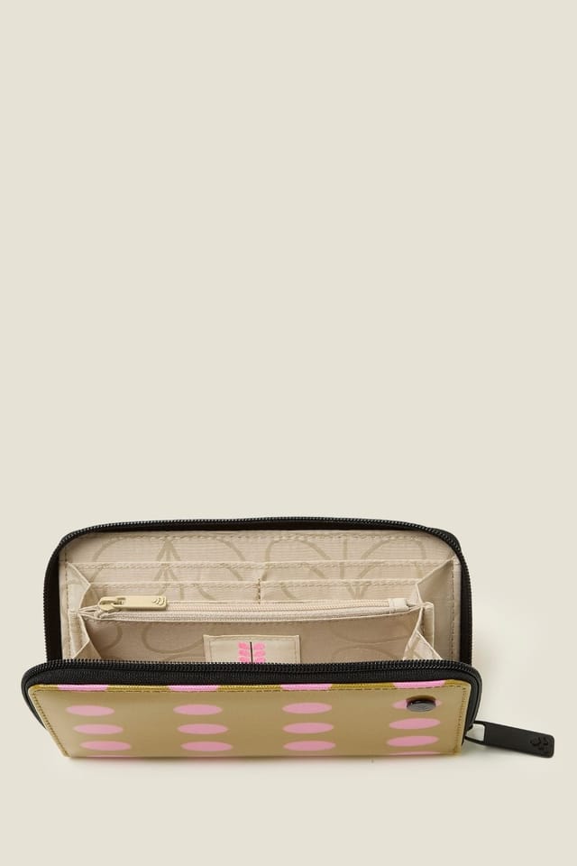 Orla Kiely Orla Kiely Women's Forget Me Not Wallet - Optical Oval Ochre in Green - 3