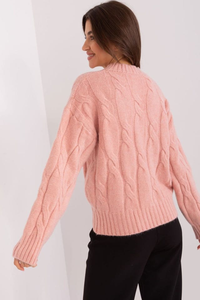 Love Lace Love Lace Women's Variegated Acrylic Round Neck Work Jumper in Pink - 3