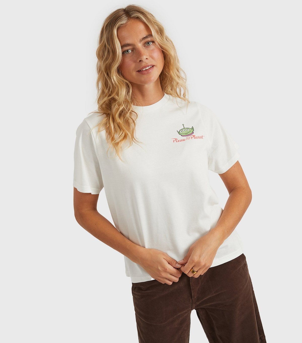 Custard Women's Clothing White Disney Aliens Pizza Planet T-Shirt Custard New Look - 2