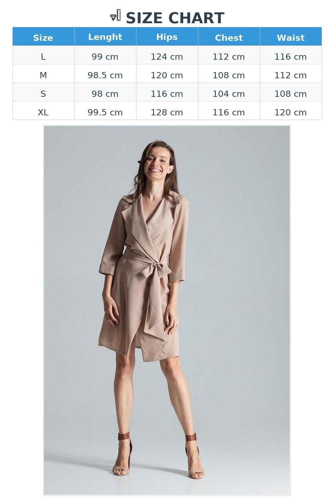 Love Lace Love Lace Women's Beige Shirt Dress with Waist Tie Collar - 4