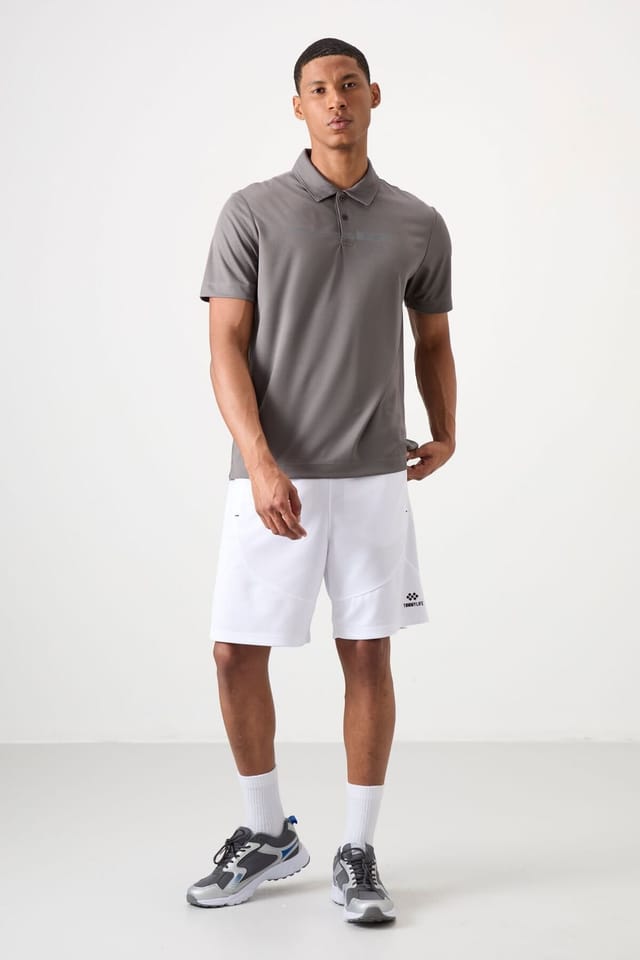 Tommy Life Tommy Life Men's Polo Collar Button T-Shirt in Grey - 2