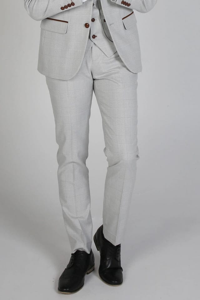 Paul Andrew Paul Andrew Men's Mark Check Classic Trousers in Beige - 2