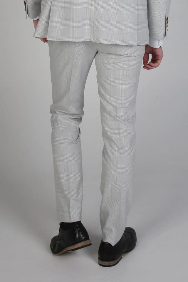 Paul Andrew Paul Andrew Men's Mark Check Classic Trousers in Beige - 3