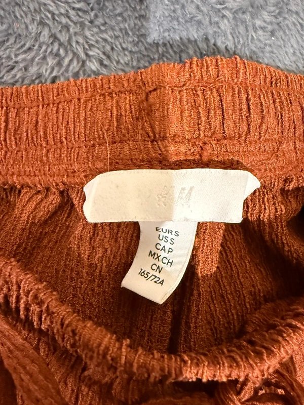H&M H&M Rust Wide-Leg Textured Trousers – Size S - 1