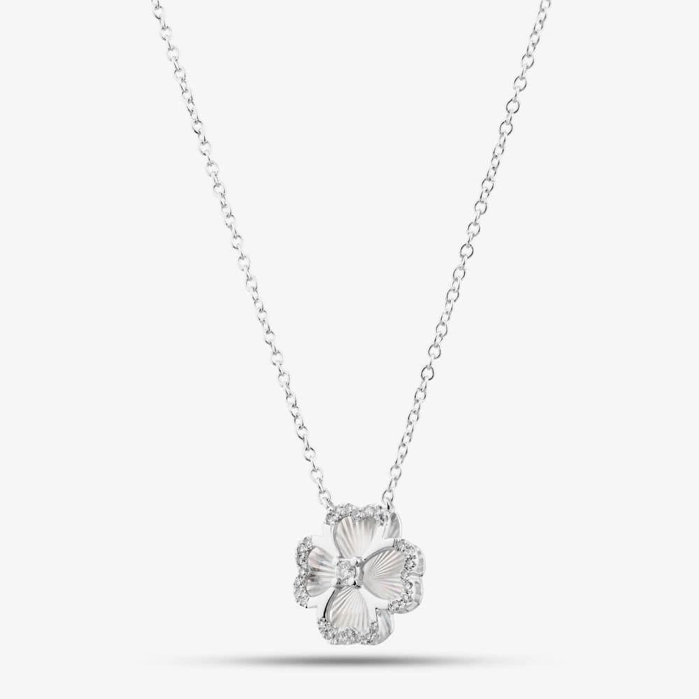 T.H.Baker T.H.Baker Women's 9ct White Gold 0.08ct Diamond Clover Pendant THN46884-08SF in Silver