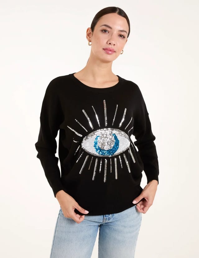 Blue Vanilla Evil Eye Sequin Jumper - 2