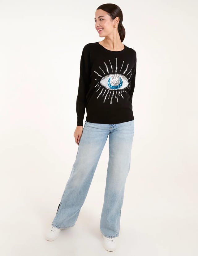 Blue Vanilla Evil Eye Sequin Jumper - 3