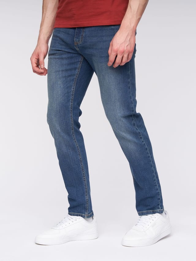 Henleys Henleys Craze Men's Comfort Straight-Fit Stretch Denim Jeans in Mid Blue - 3