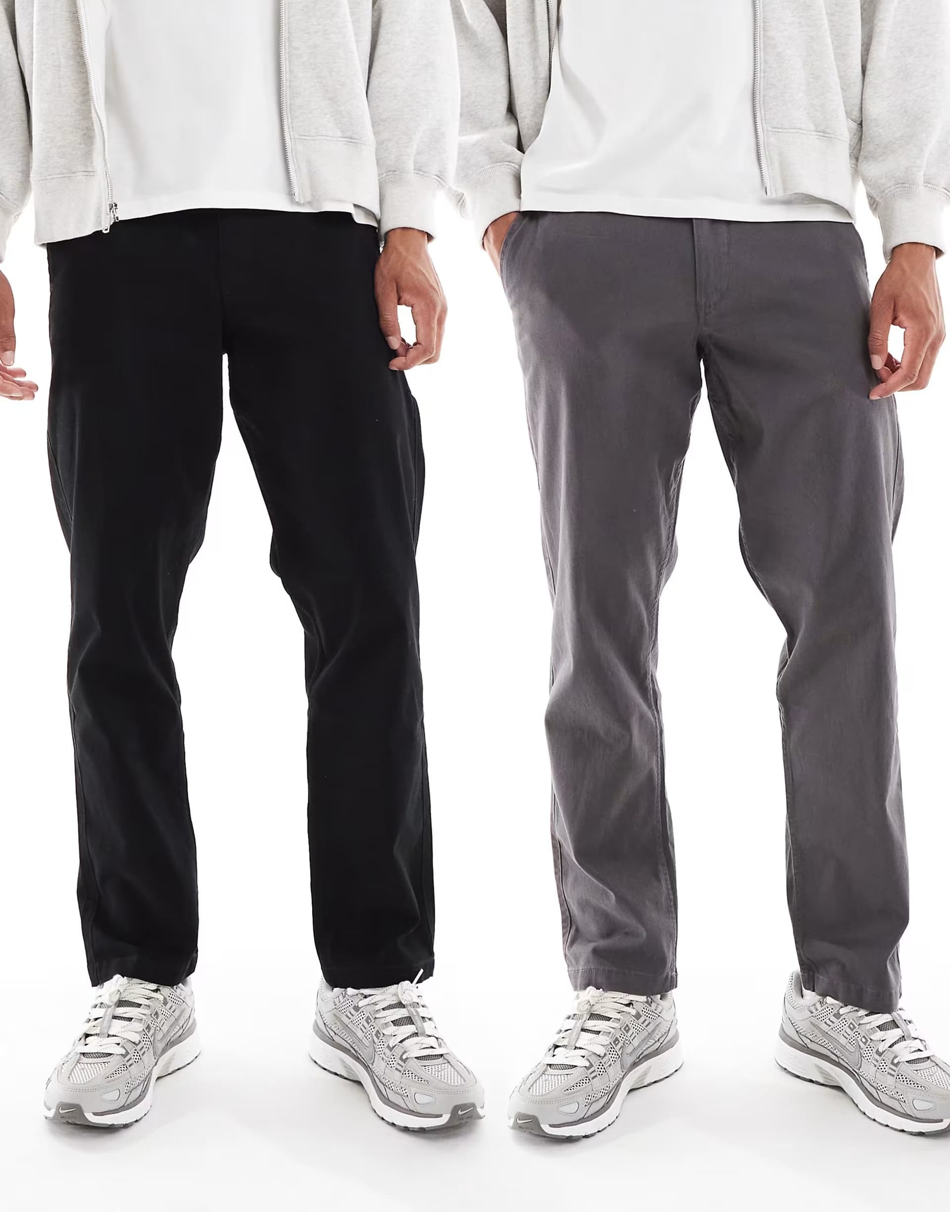 ASOS Jack & Jones 2 pack kane loose fit chino in black & grey