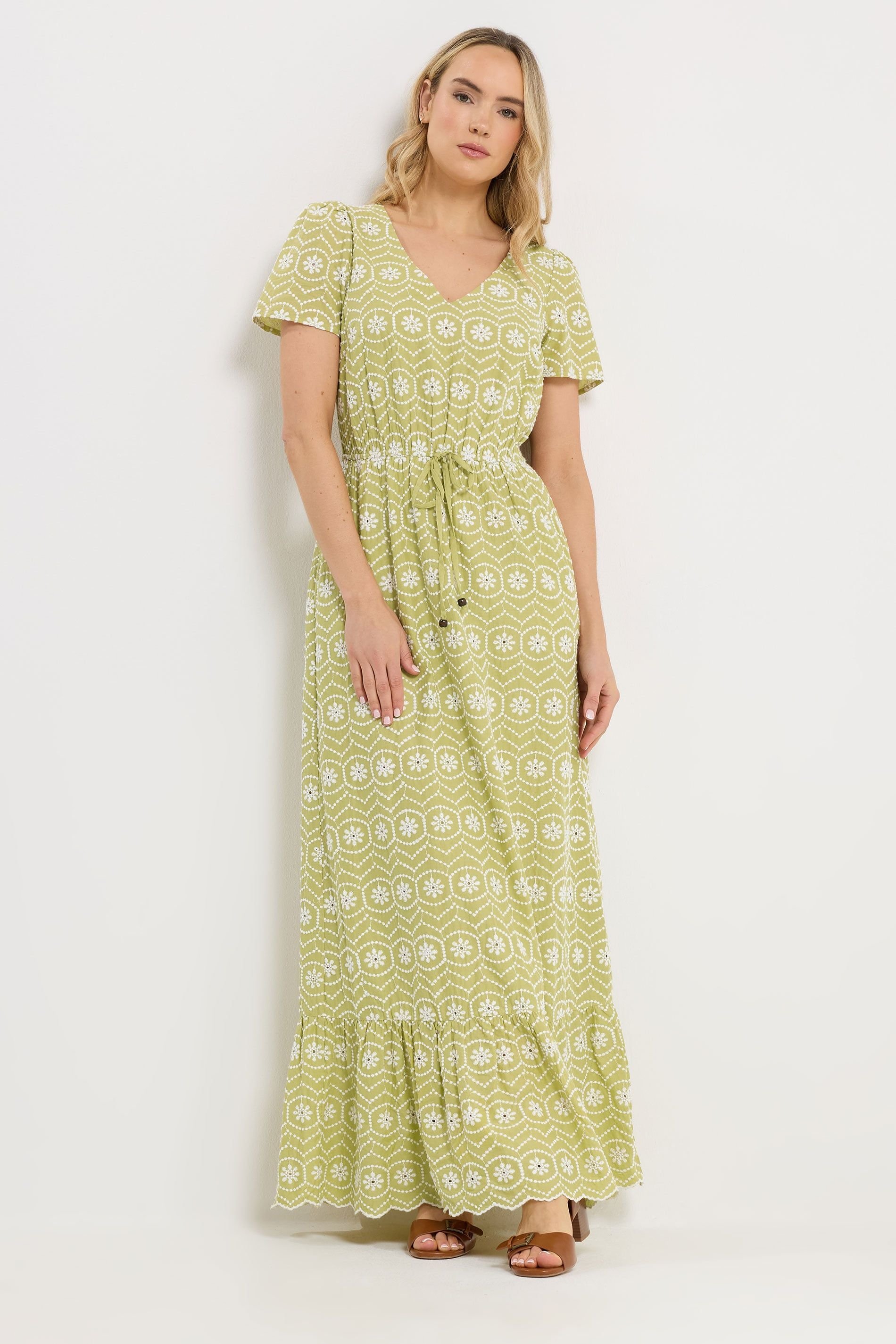 Long Tall Sally Long Tall Sally Women's Tall Embroidered Maxi Dress in Lime - 3