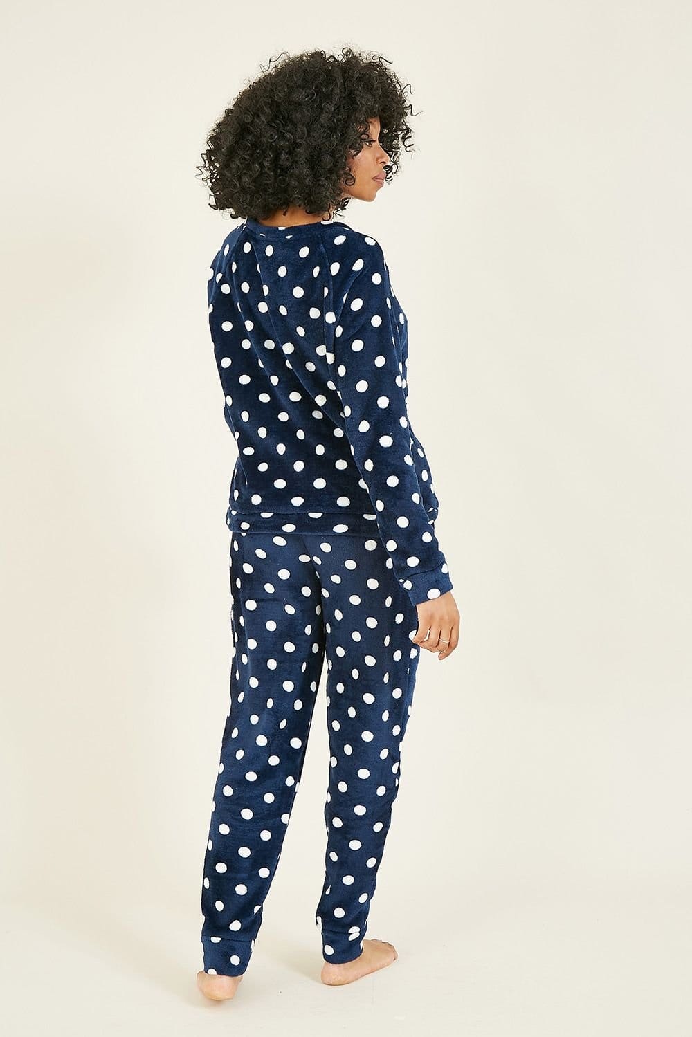Yumi Yumi Women's Navy Spot Super Soft Fleece Pyjamas - 4