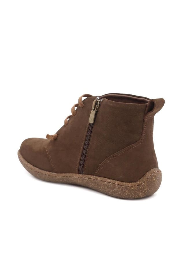 Pavers Pavers Women's Leather Chunky Lace Ankle Boots in Brown - 3