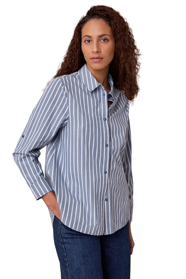 Celtic & Co Celtic & Co Women's Relaxed Fit Cotton Shirt in Mid Blue - 2