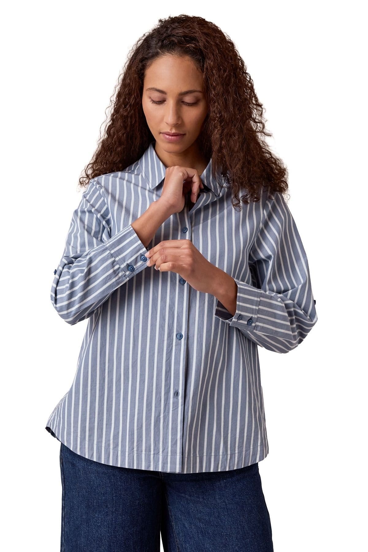 Celtic & Co Celtic & Co Women's Relaxed Fit Cotton Shirt in Mid Blue - 4
