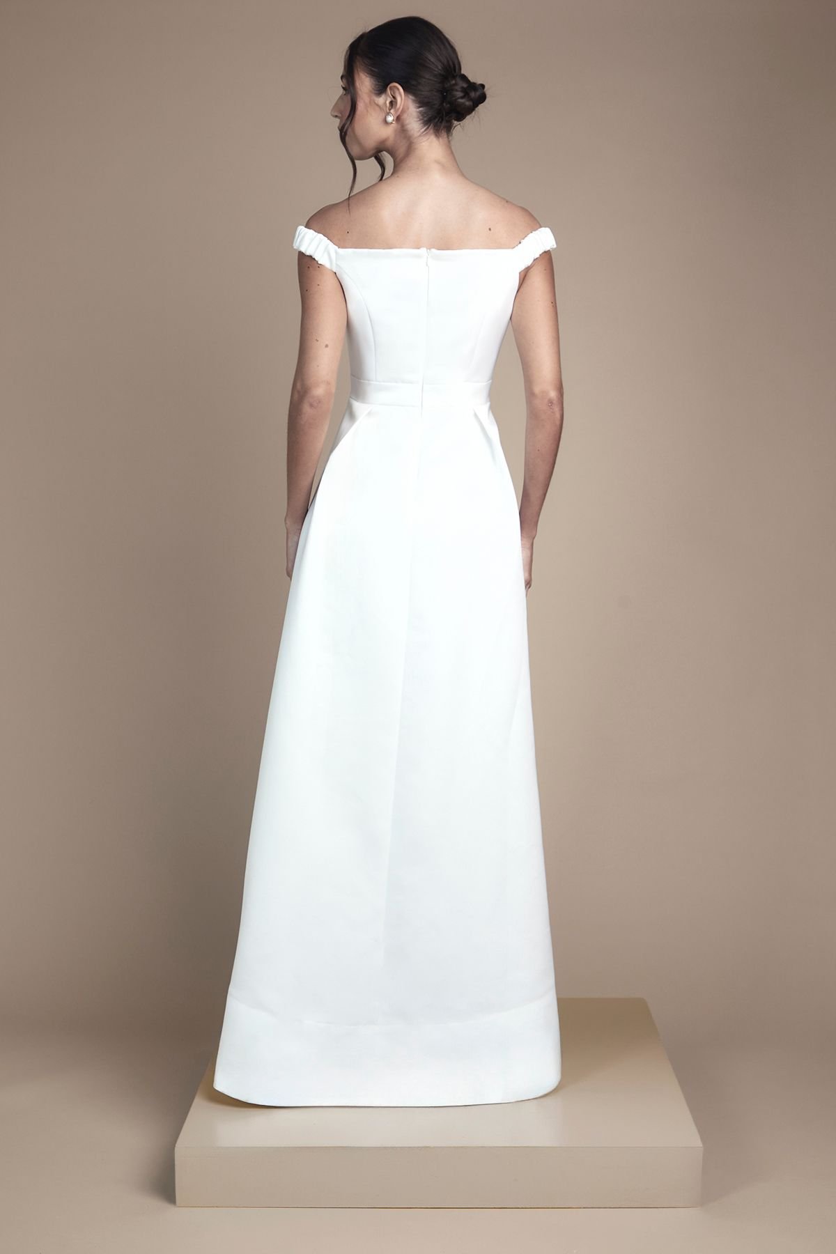 Coast Coast Women's Bardot Fit & Flare Hi Low Hem Maxi Wedding Dress in Ivory - 3