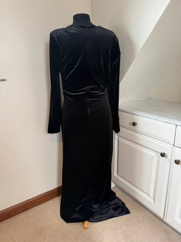 Club L London Club L London Fay Black Velvet Corset Maxi Dress Long Sleeves Size 16