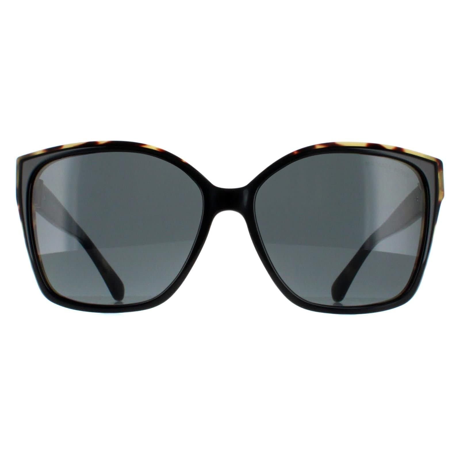 Michael Kors Michael Kors Women's Square Bi Layer Black & Amber Tortoise Dark Grey MK2201 Malia