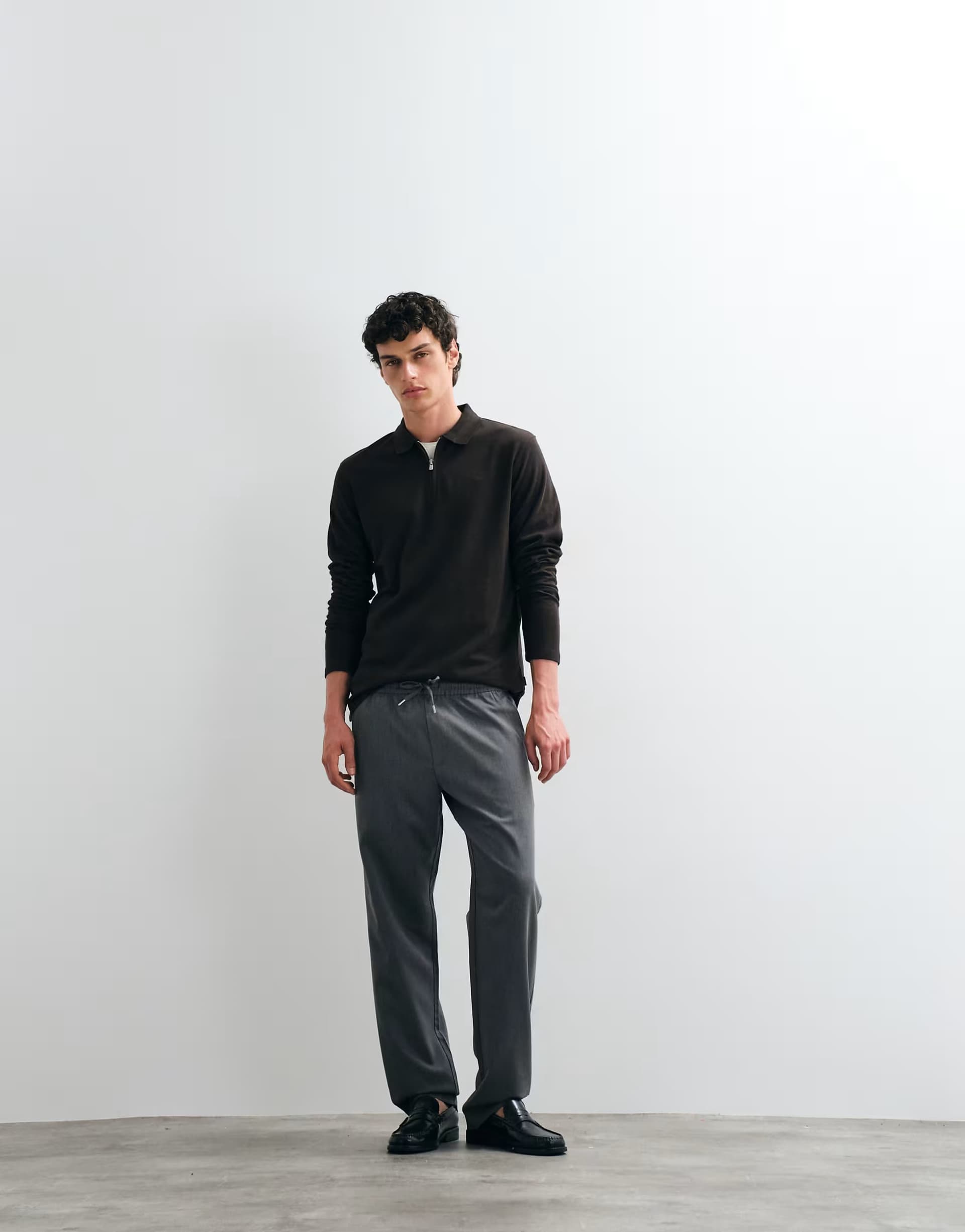 ASOS Jack & Jones straight fit drawstring trousers in grey