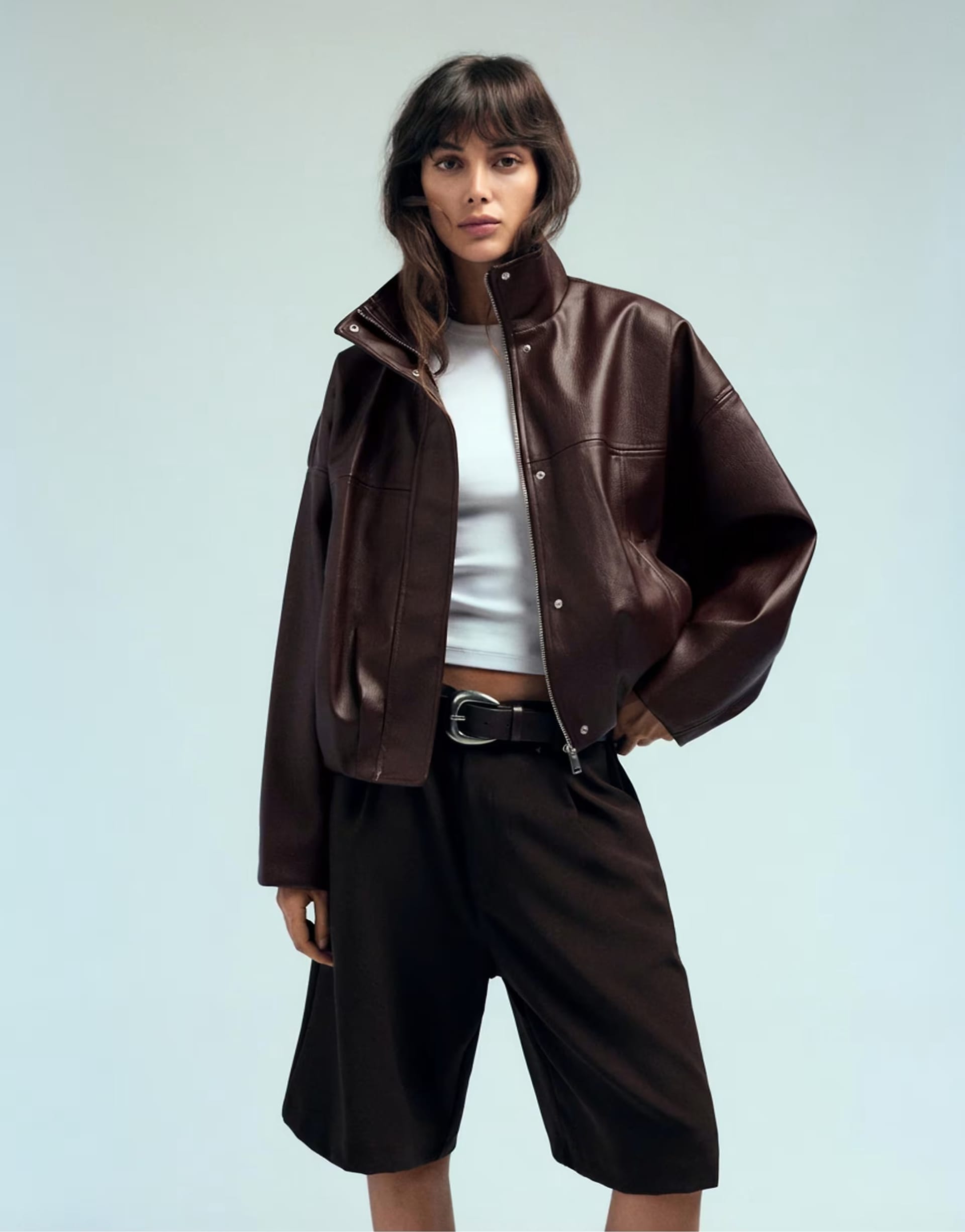 ASOS Chocolate Leather Effect Balloon Jacket
