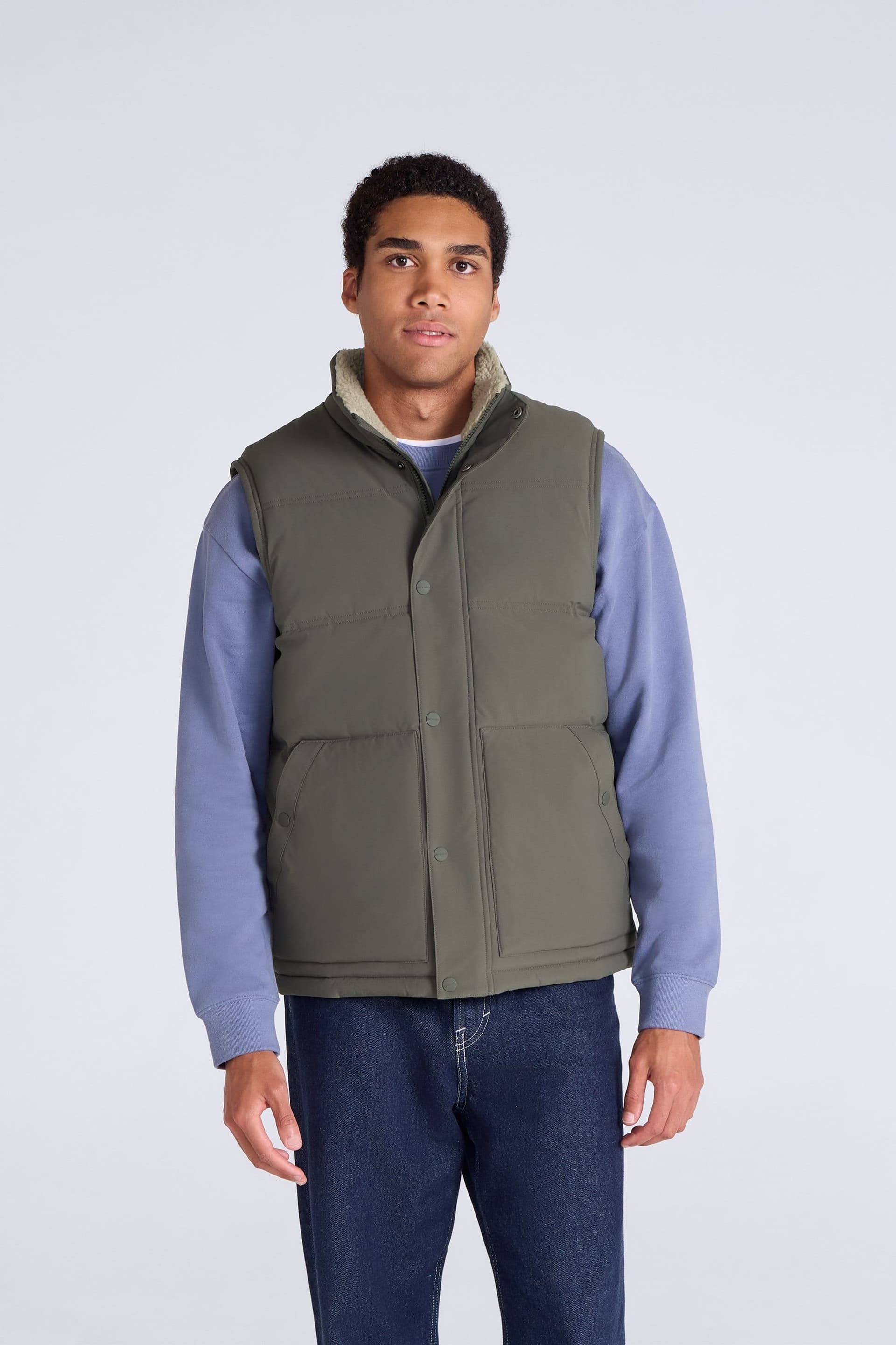 Animal Animal Men's 'Fistral' Warm Comfortable Padded Lightweight Full Zip Outdoor Gilet in Olive