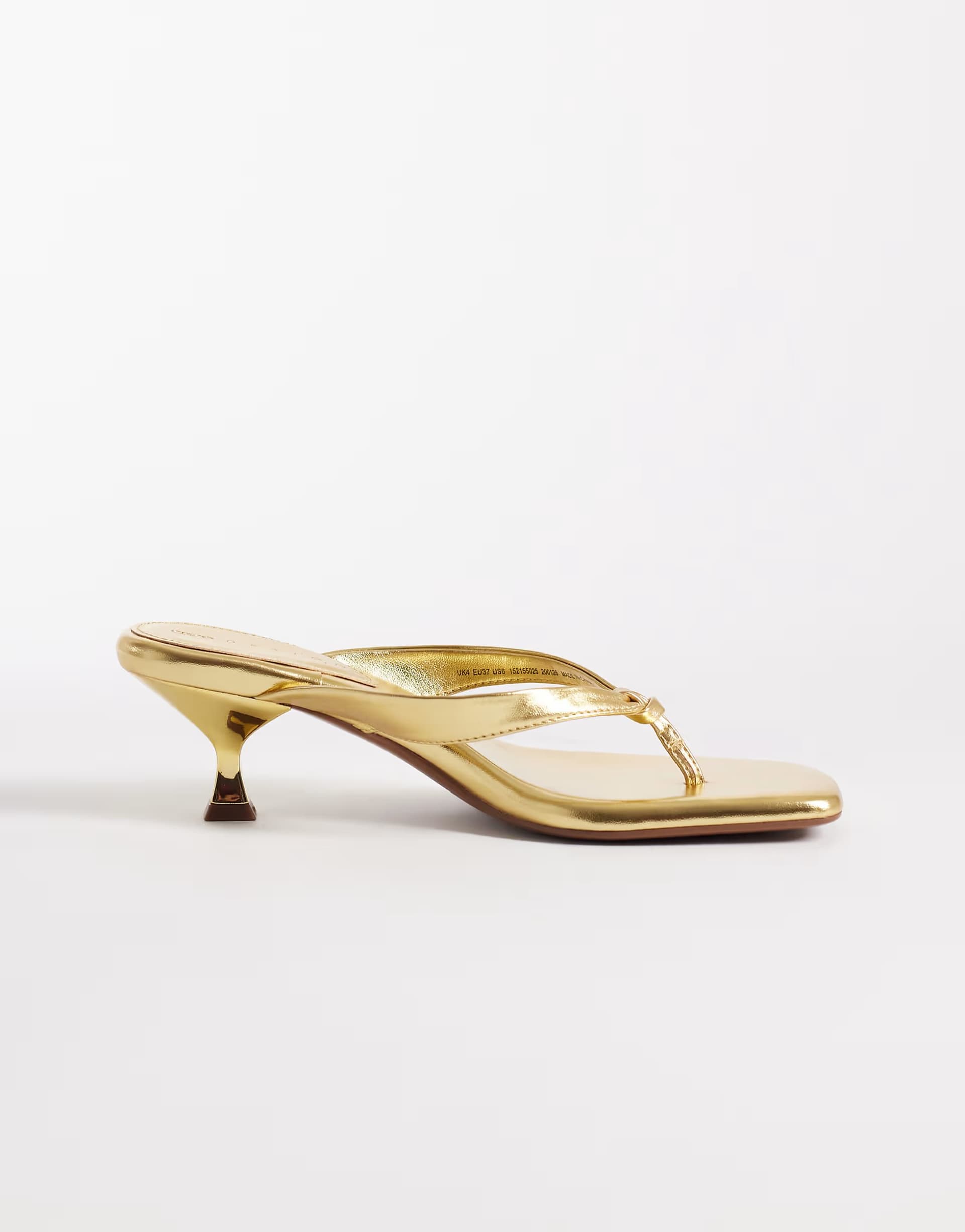 ASOS ASOS DESIGN Havana toe thong kitten heel sandals in gold