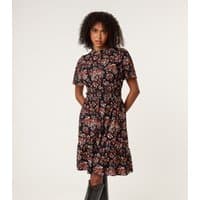 Blue Vanilla Women's Black Floral Print High Neck Mini Dress Blue Vanilla New Look