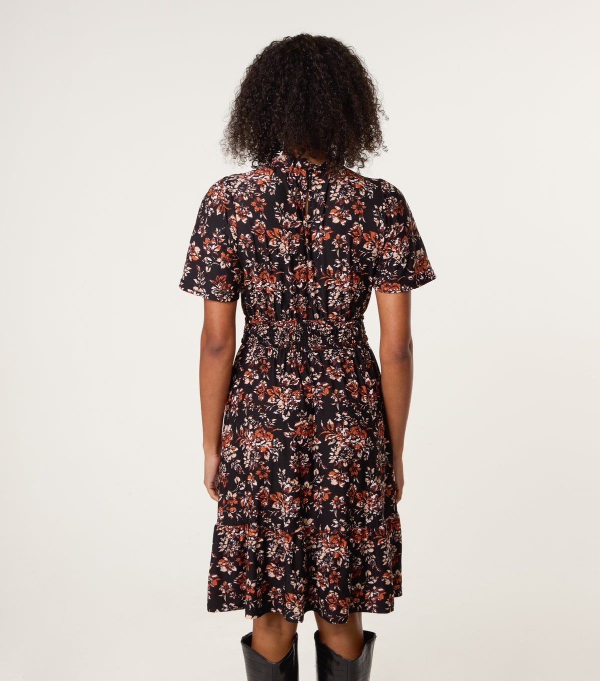 Blue Vanilla Women's Black Floral Print High Neck Mini Dress Blue Vanilla New Look - 4