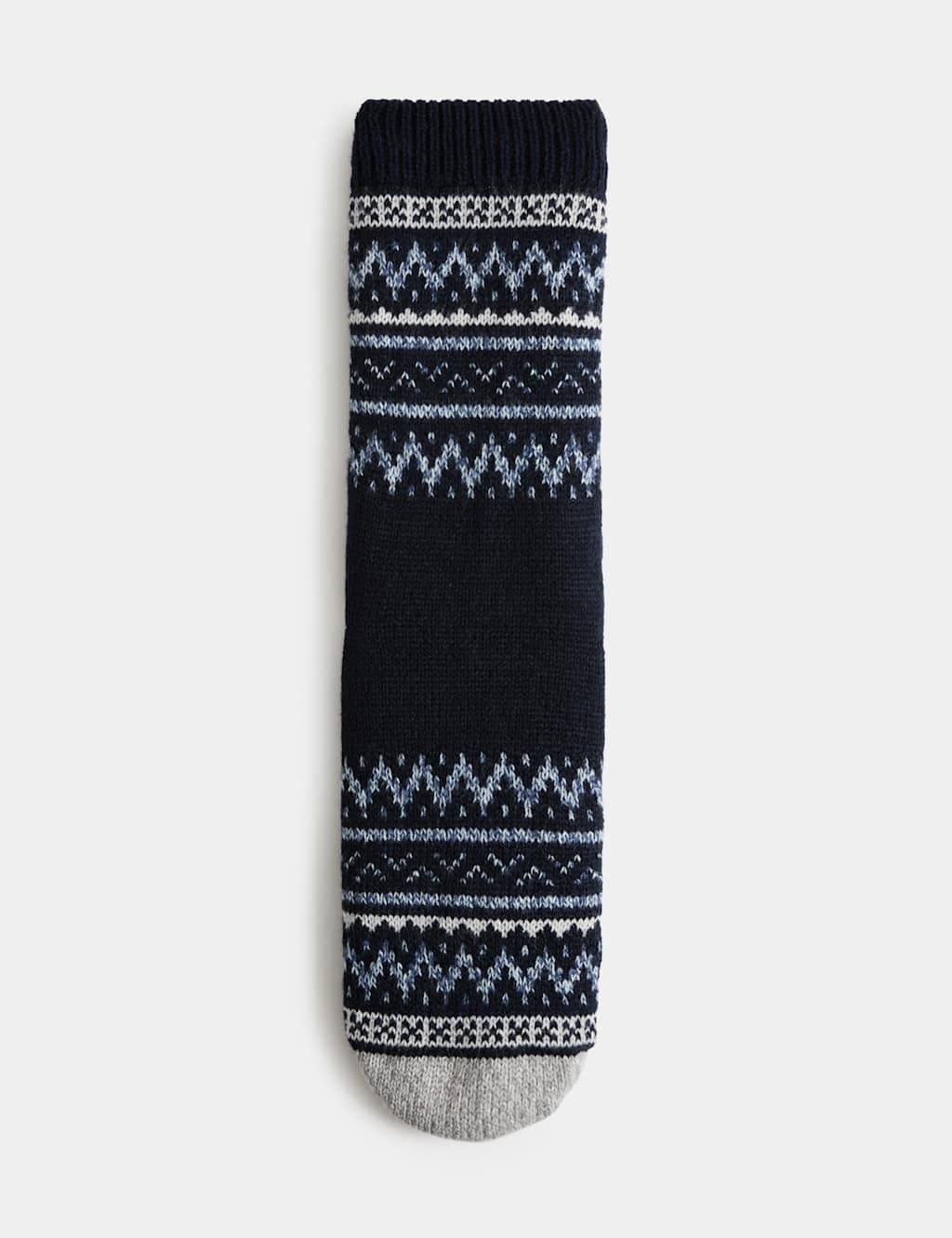 Marks & Spencer M&S Wool Blend Fair Isle Slipper Socks Navy Mix