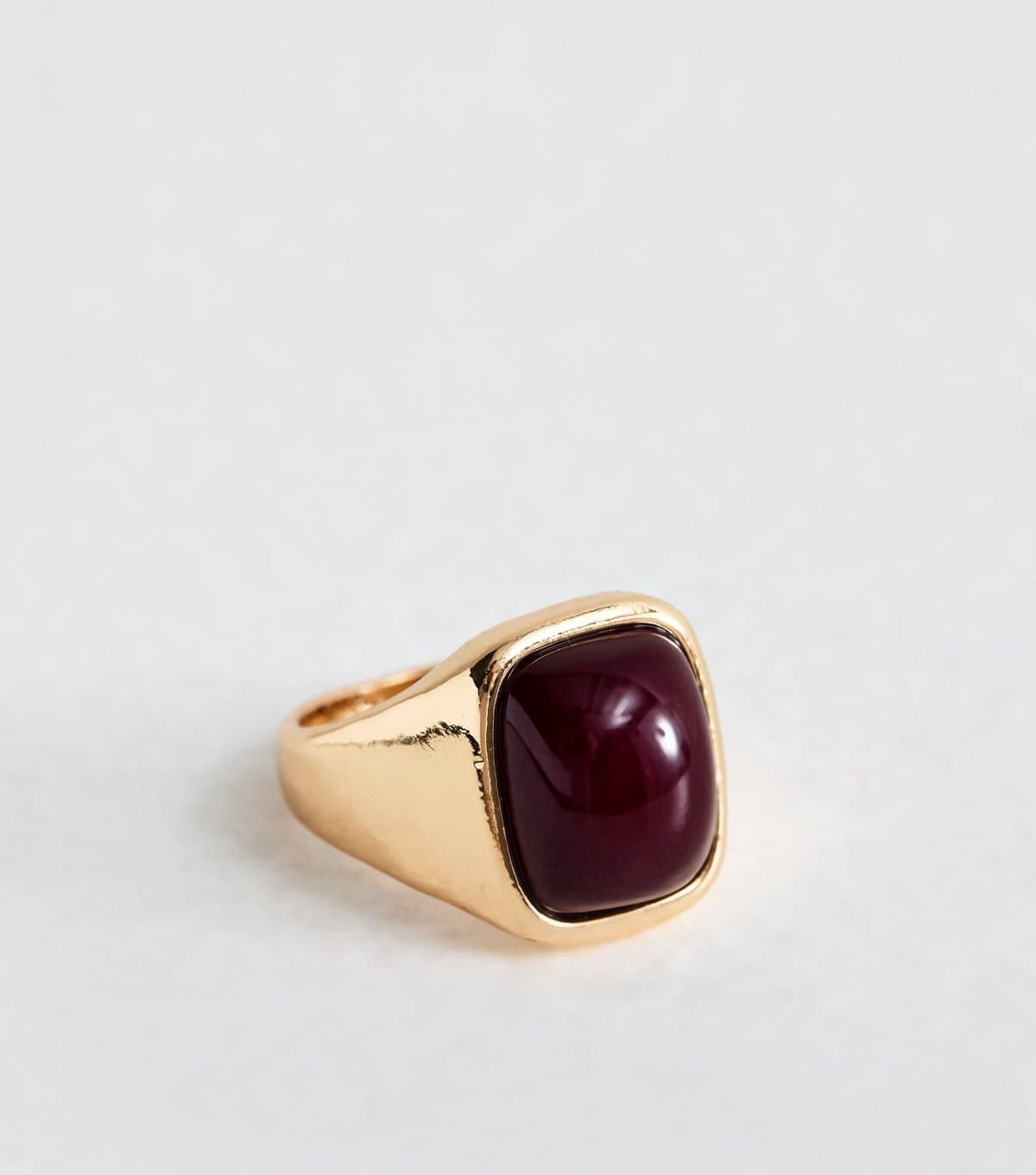 New Look Burgundy Gold Tone Chunky Square Ring New Look