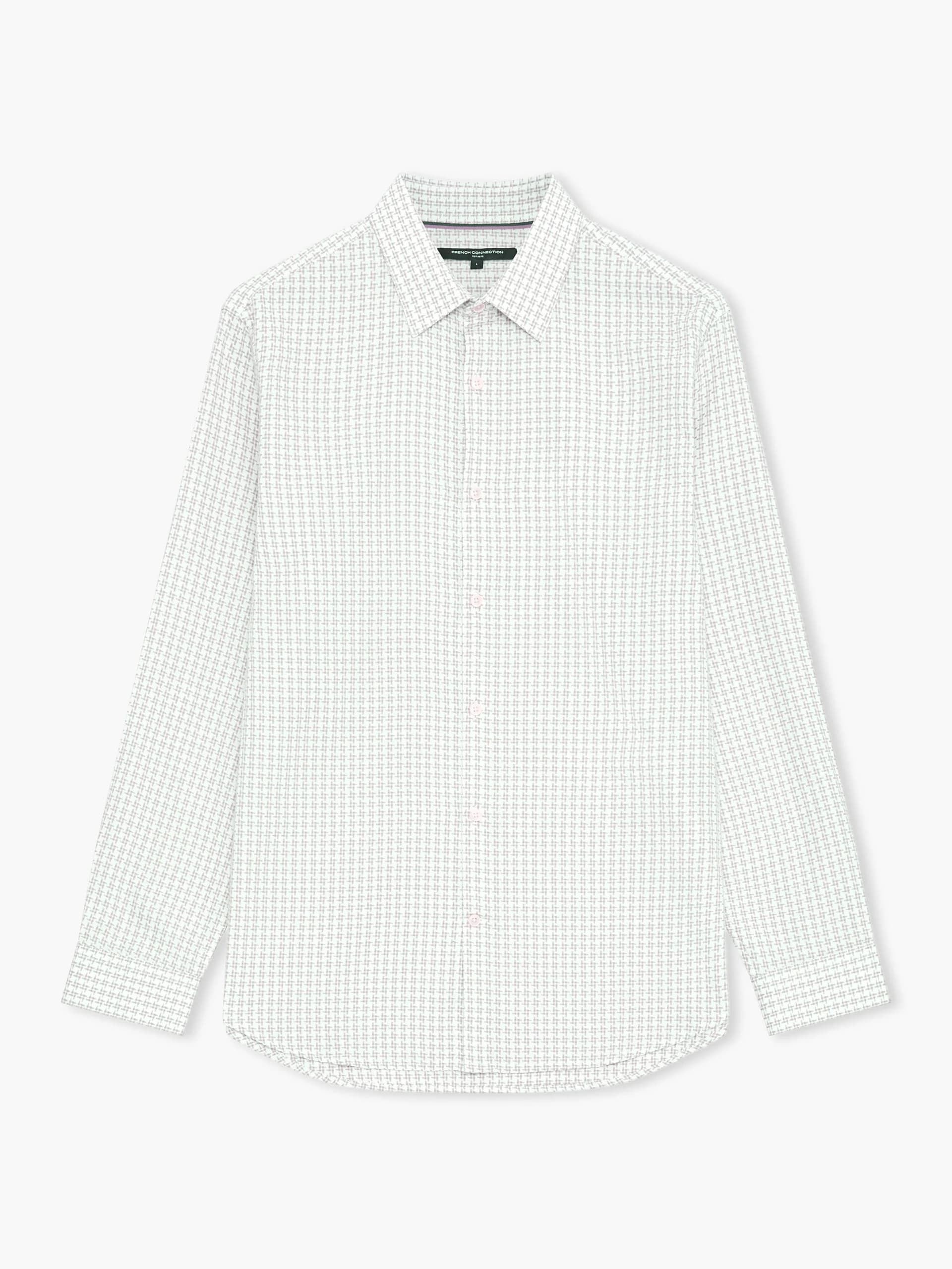 French Connection Ecru Textured Check Regular Fit Shirt Ecru Check