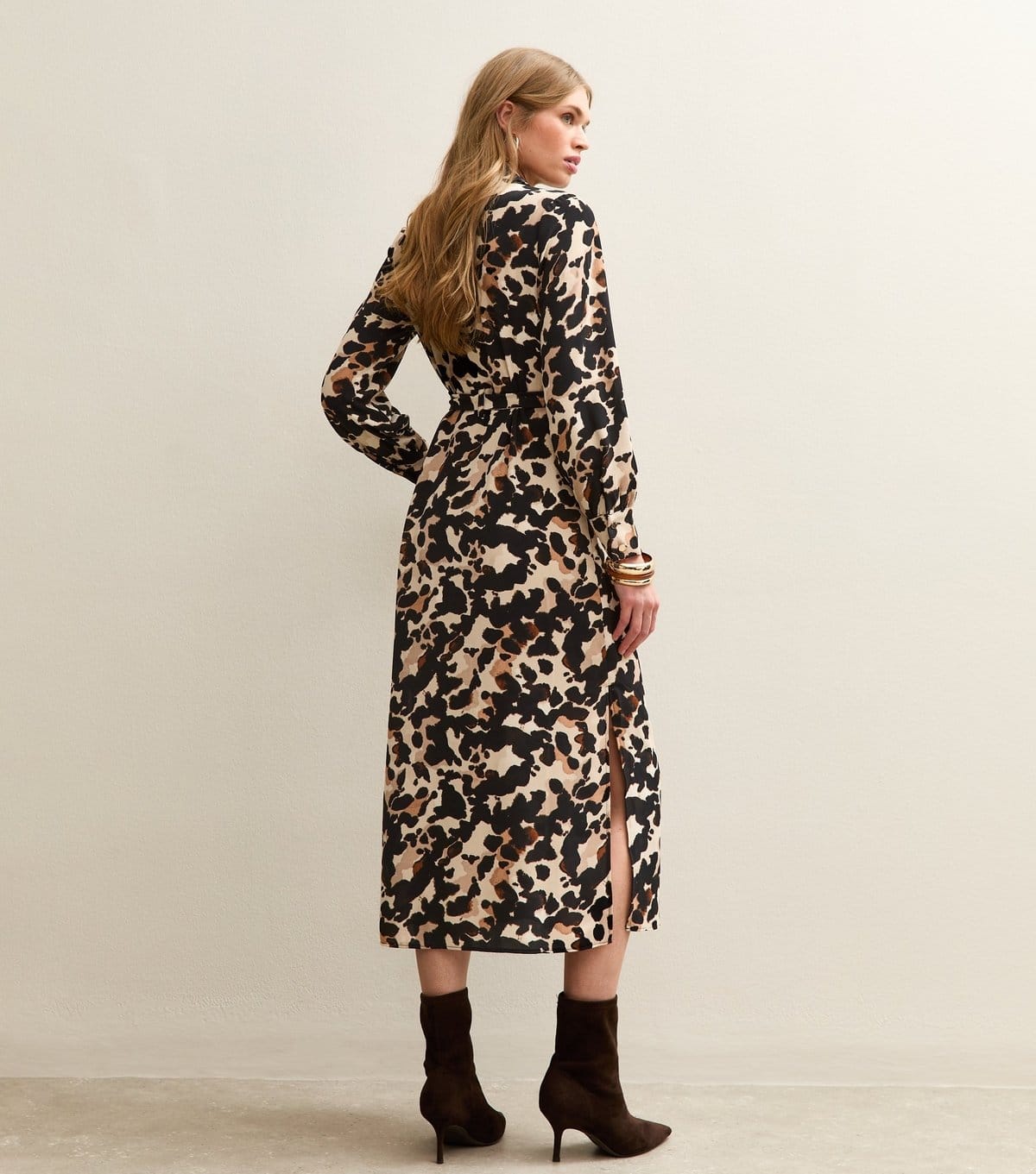 New Look Women's Cream Animal Print Buckle Shirt Midi Dress New Look - 4