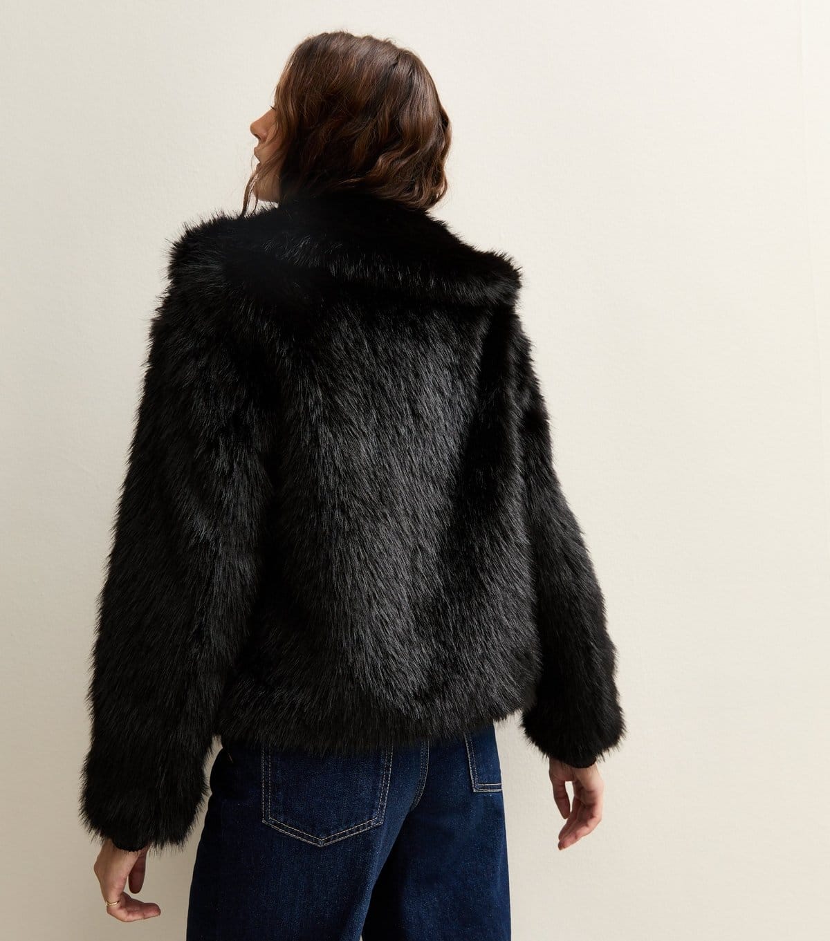 New Look Women's Black Faux Fur Coat New Look - 4
