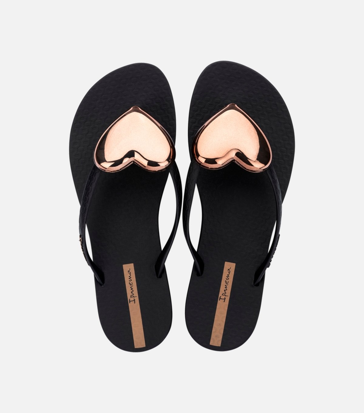 Ipanema Women's Black Rose Gold Heart Buckle Flip Flops Ipanema New Look - 2