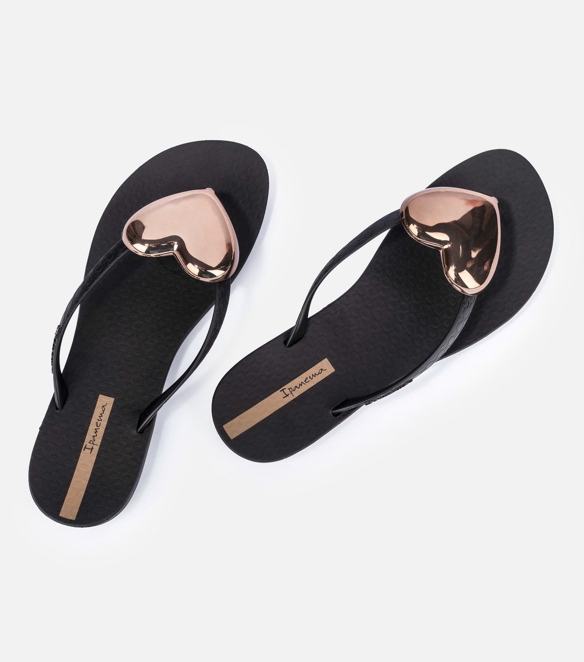Ipanema Women's Black Rose Gold Heart Buckle Flip Flops Ipanema New Look - 3