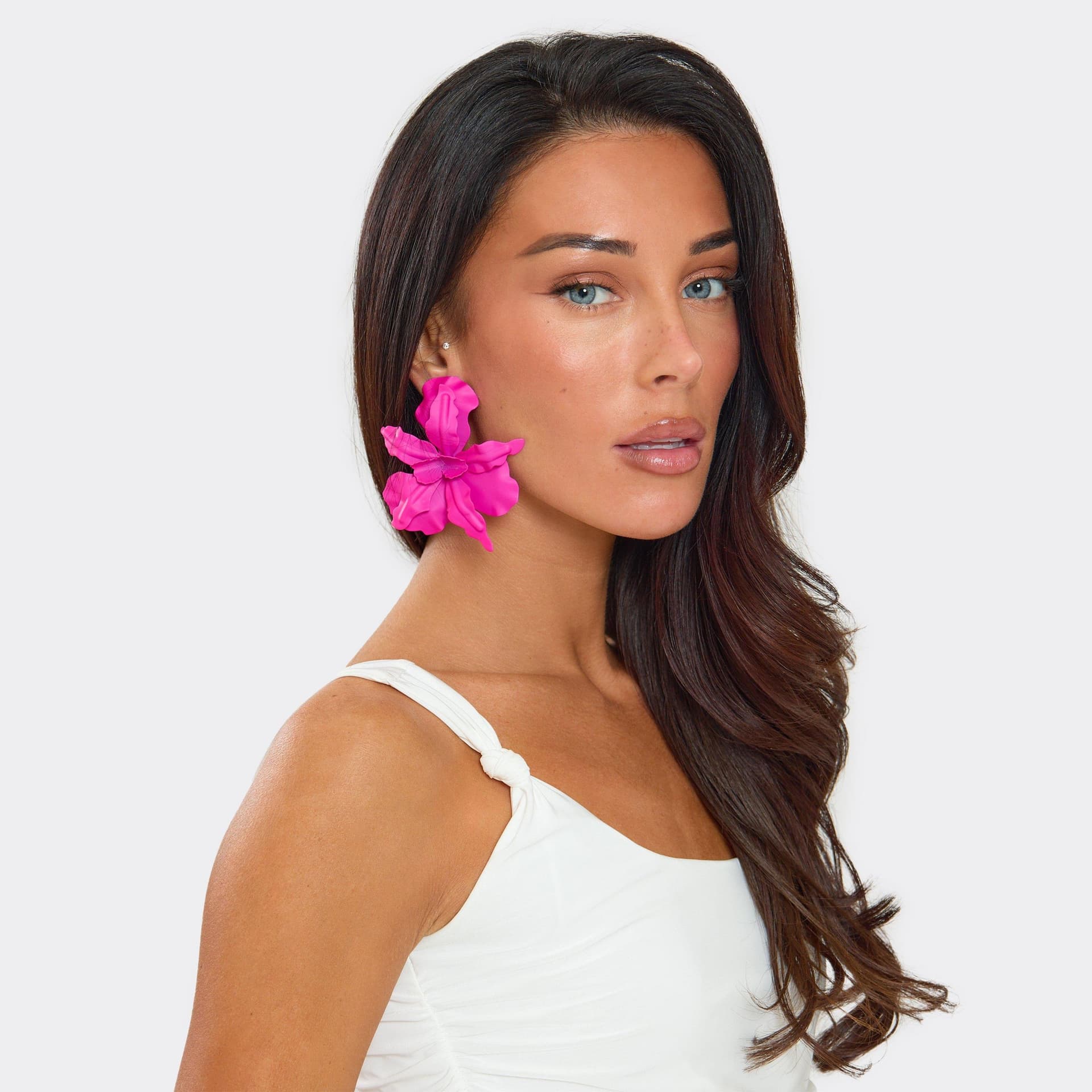 EGO EGO Pink Matte Oversized Flower Stud Earrings