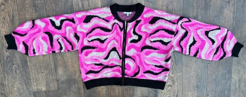 Oliver Bonas RARE!Rrp£75!OB Abstract Jumper Cardigan Shopping Sightseeing Cinema Brunch Everyday Statement 8/10