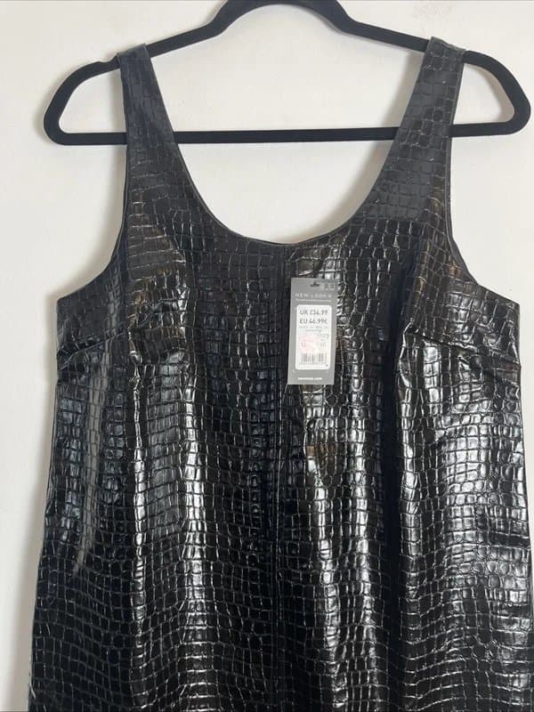 New Look New look - crocodile faux leather dress - size 12 - black